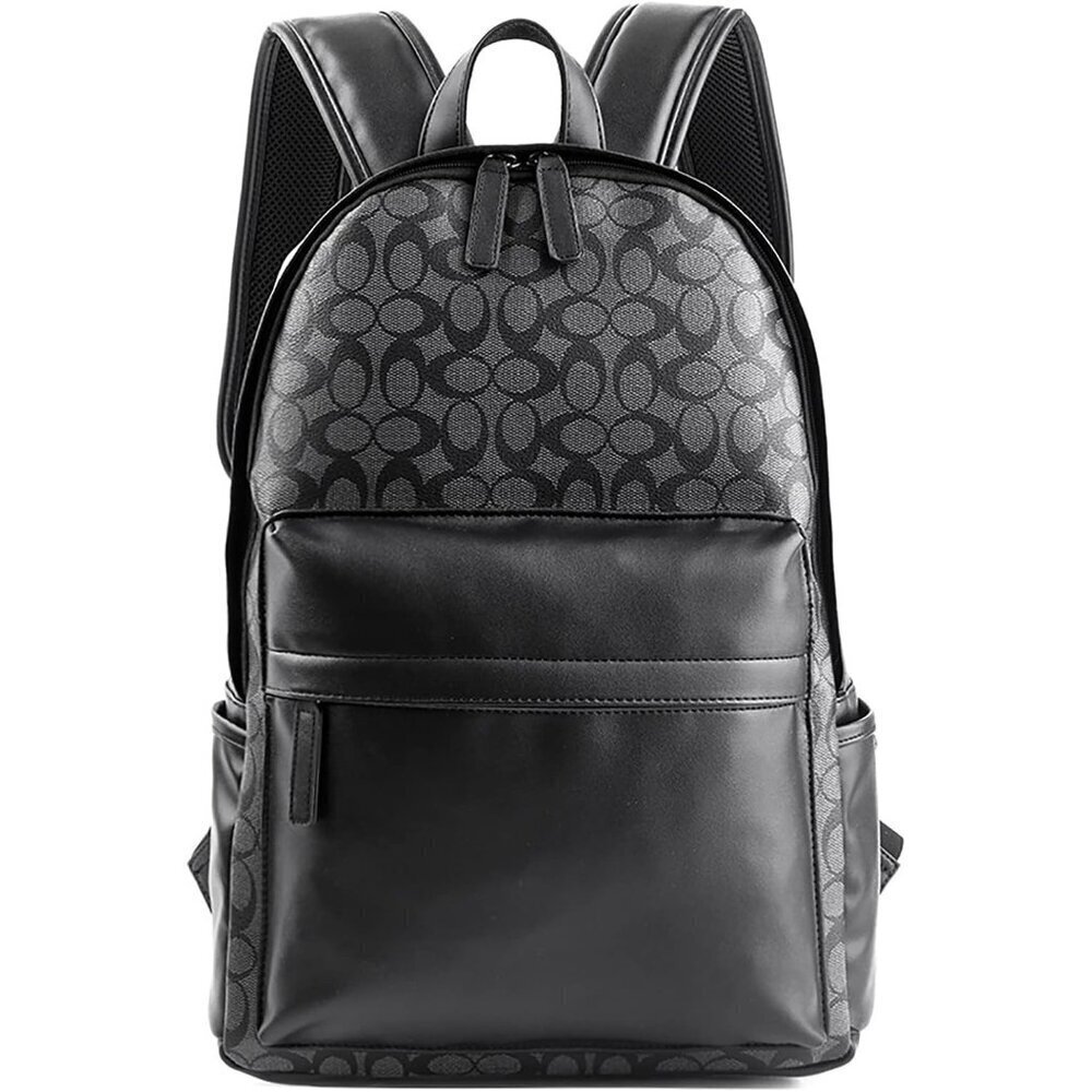 ✨Men Black Leather Laptop Backpack School College Bookbag Casual Travel Daypack